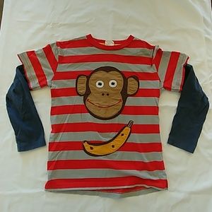 Mini Boden Short Sleeve Appliqued Monkey Banana